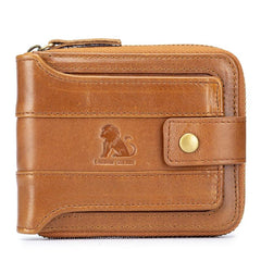 Men's Large Capacity Anti-theft Leather Wallet with Zip
