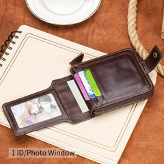 Men's Large Capacity Anti-theft Leather Wallet with Zip