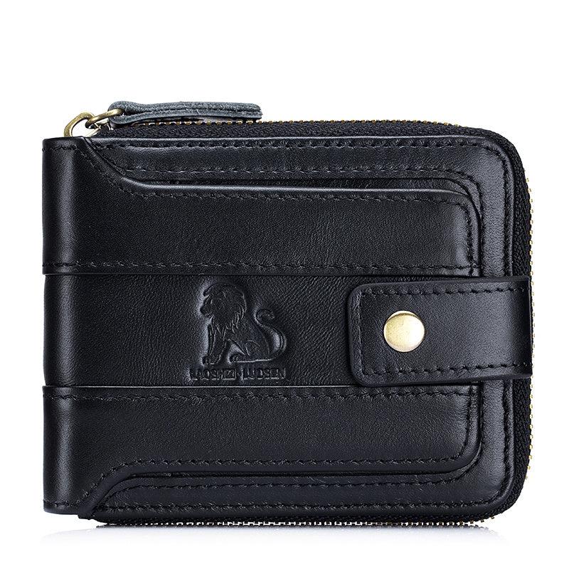 Men's Large Capacity Anti-theft Leather Wallet with Zip