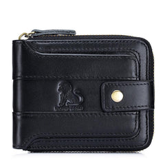 Men's Large Capacity Anti-theft Leather Wallet with Zip