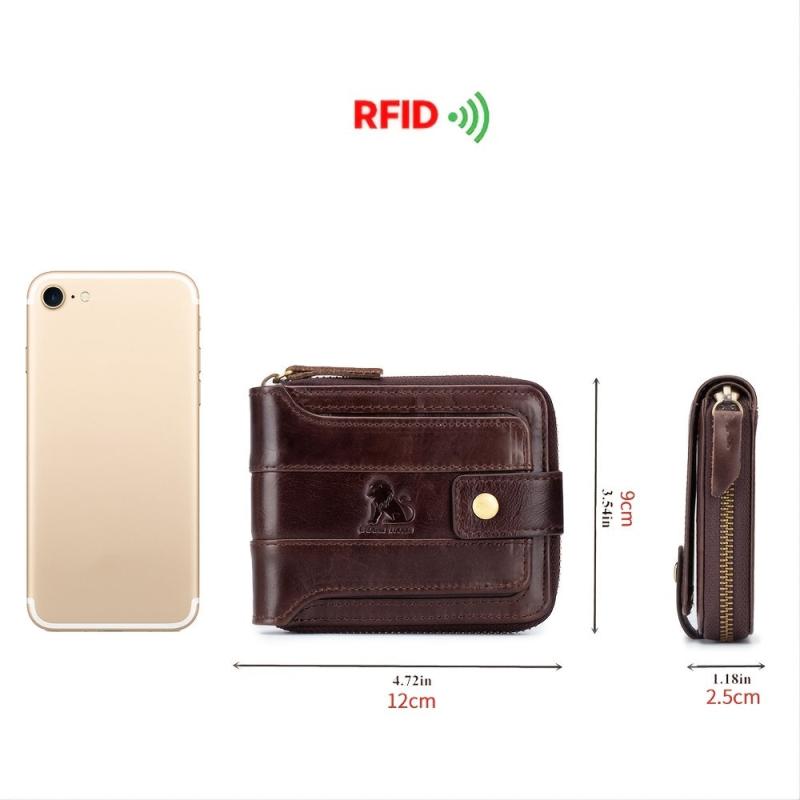 Men's Large Capacity Anti-theft Leather Wallet with Zip