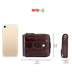 Men's Large Capacity Anti-theft Leather Wallet with Zip
