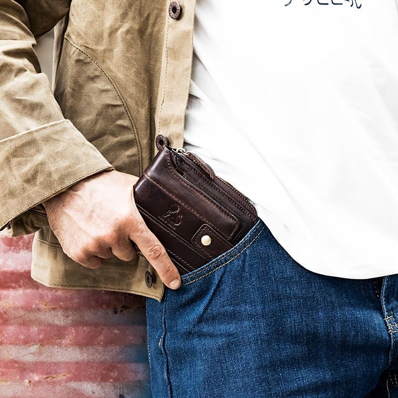 Men's Large Capacity Anti-theft Leather Wallet with Zip