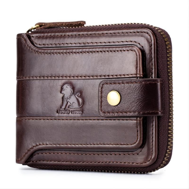 Men's Large Capacity Anti-theft Leather Wallet with Zip
