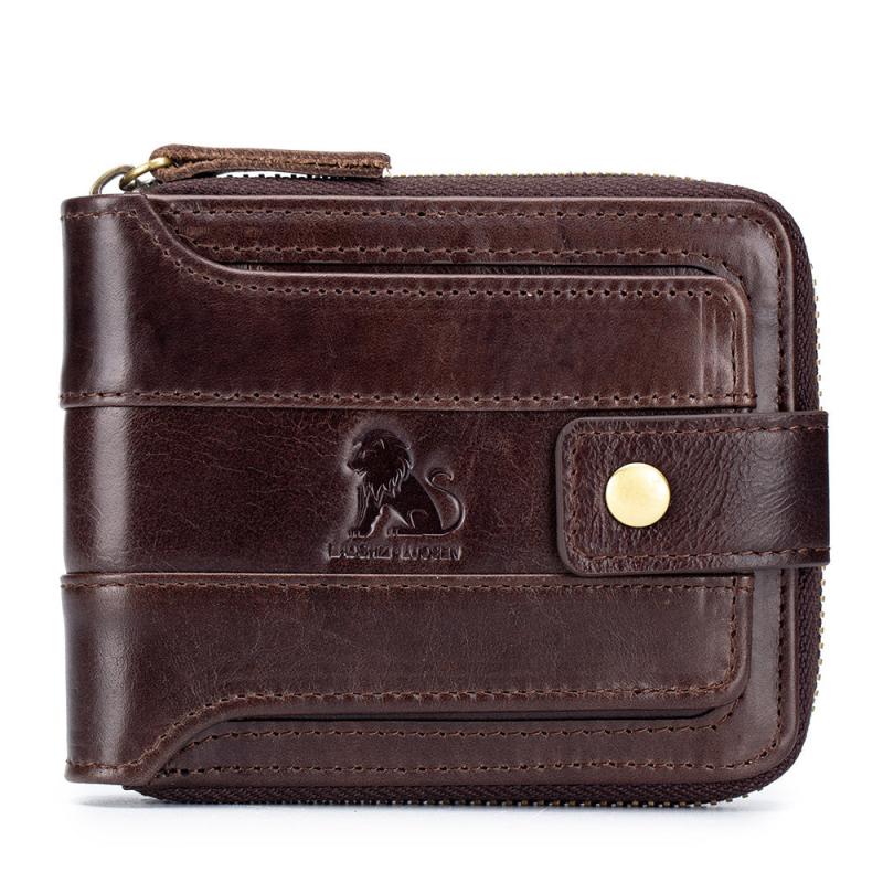 Men's Large Capacity Anti-theft Leather Wallet with Zip
