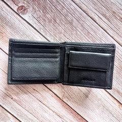Men Short Leather Wallet with Coin Pocket