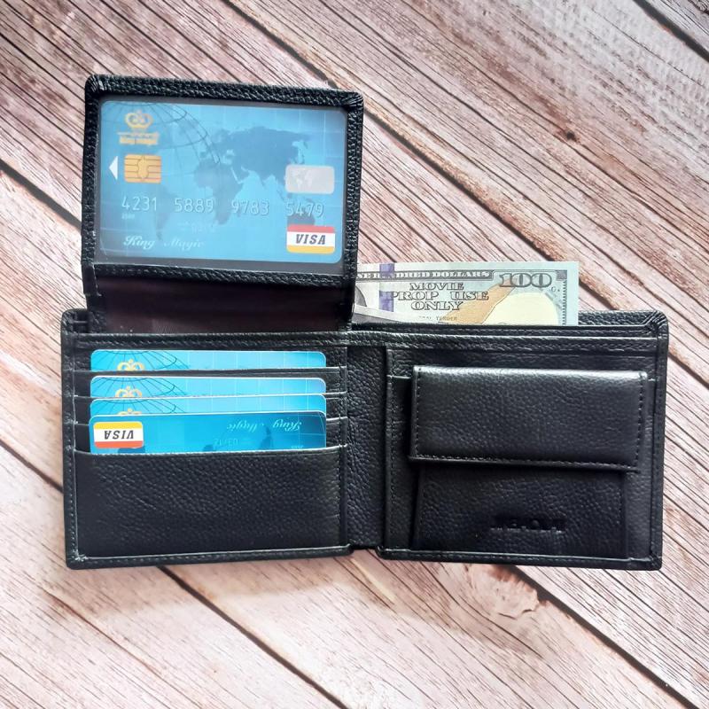 Men Short Leather Wallet with Coin Pocket