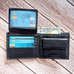 Men Short Leather Wallet with Coin Pocket