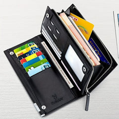 Men's Leather Zipper Long Business Wallet Phone Holder