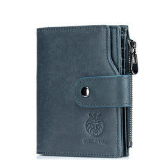 SCHLATUM Men's RFID Blocking Leather Wallet Slim Short Wallet