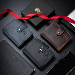 SCHLATUM Men's RFID Blocking Leather Wallet Slim Short Wallet