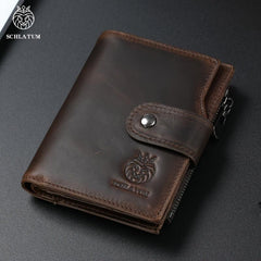 SCHLATUM Men's RFID Blocking Leather Wallet Slim Short Wallet