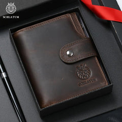 SCHLATUM Men's RFID Blocking Leather Wallet Slim Short Wallet