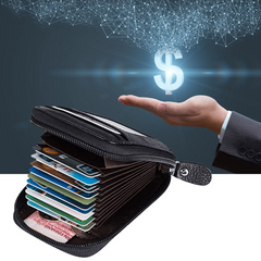 Men's Business PU Leather Card Holder Zipper Coin Purse