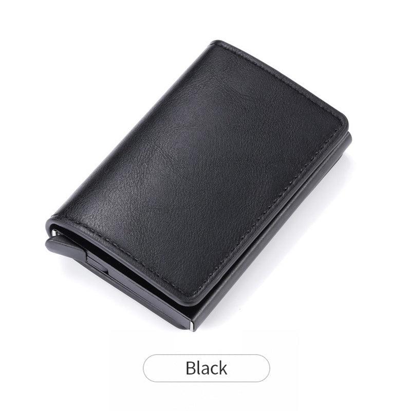 RFID Aluminum Wallet PU Leather Card Holder Minimalist Men's Wallet