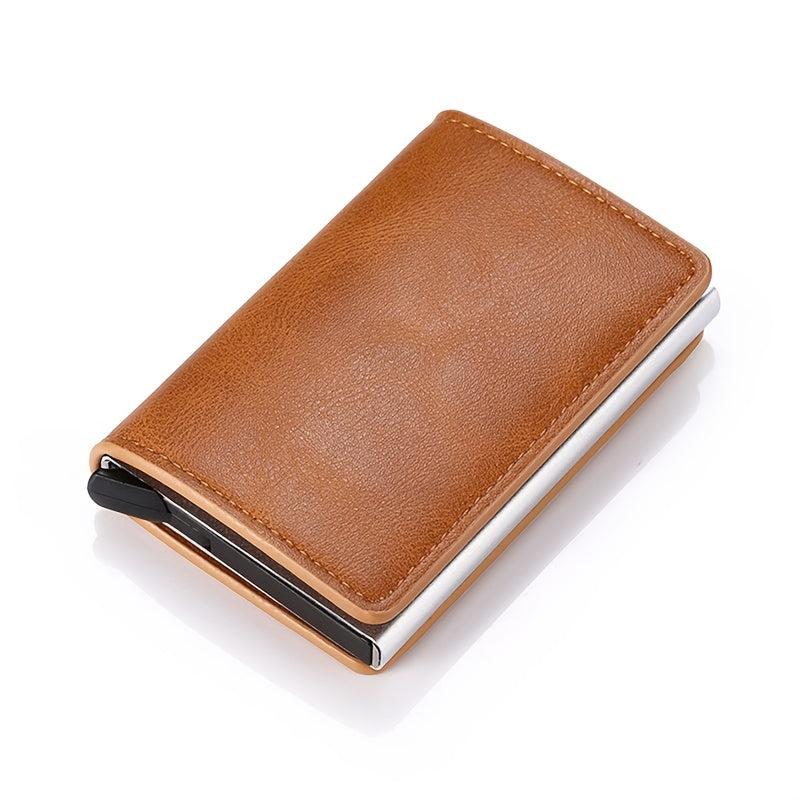 RFID Aluminum Wallet PU Leather Card Holder Minimalist Men's Wallet