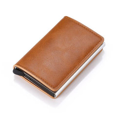 RFID Aluminum Wallet PU Leather Card Holder Minimalist Men's Wallet