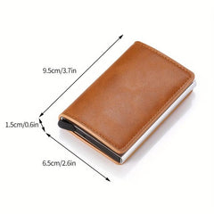 RFID Aluminum Wallet PU Leather Card Holder Minimalist Men's Wallet