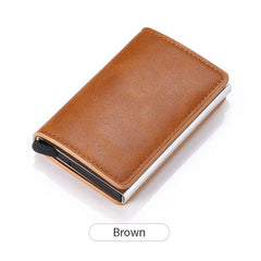 RFID Aluminum Wallet PU Leather Card Holder Minimalist Men's Wallet