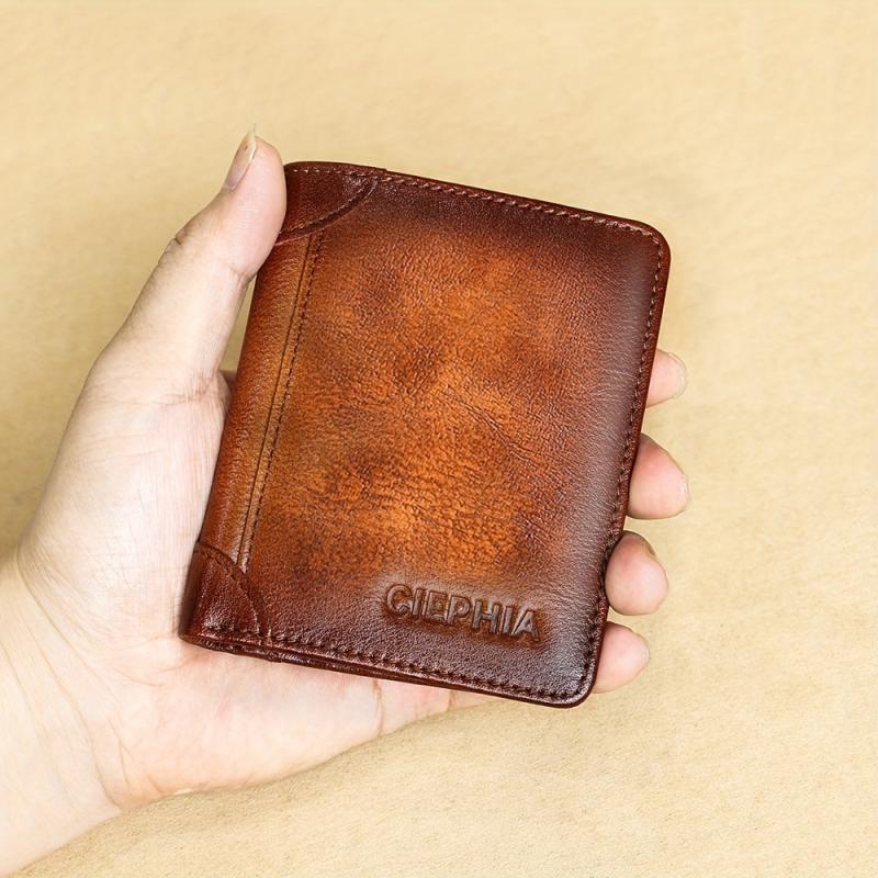 Vintage RFID Blocking Bifold Short Wallet for Men