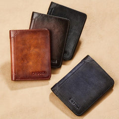 Vintage RFID Blocking Bifold Short Wallet for Men