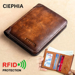 Vintage RFID Blocking Bifold Short Wallet for Men