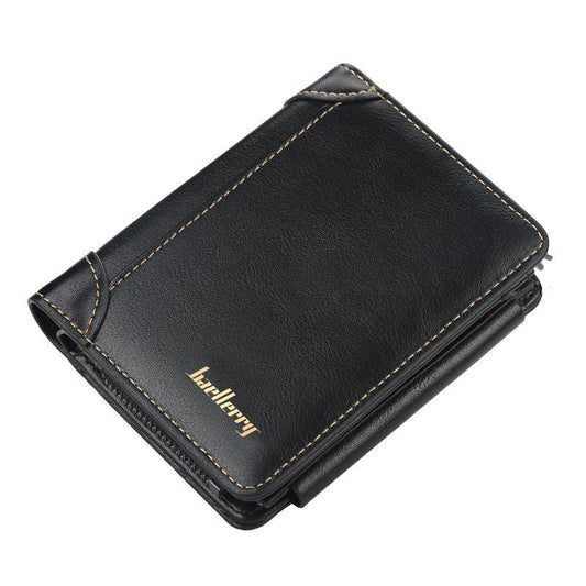 Men's Bifold Leather Wallet with Zipper Coin Pocket