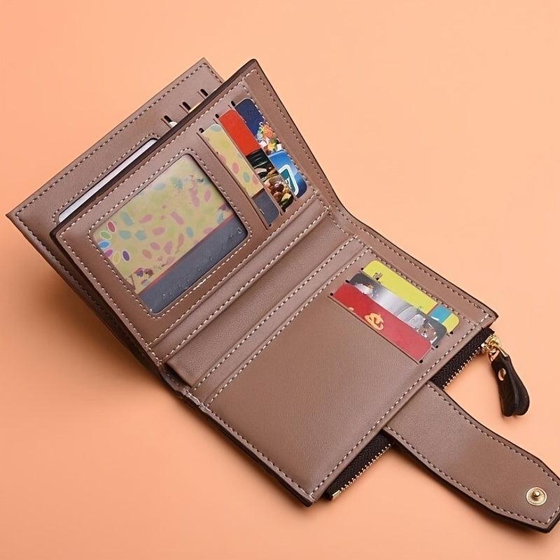 Men's Zipper Card Holder Short Wallet ID Window Hasp Leather