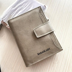 Men's Zipper Card Holder Short Wallet ID Window Hasp Leather