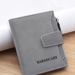 Men's Zipper Card Holder Short Wallet ID Window Hasp Leather
