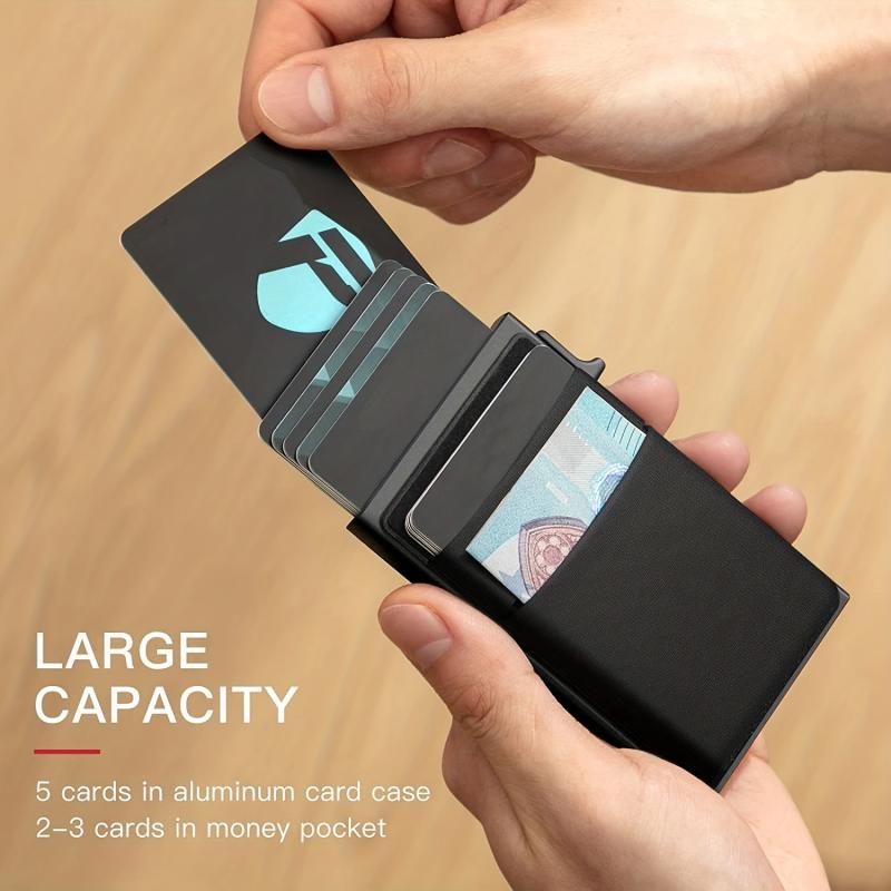 RFID Blocking Side Push Pop Up Card Holder Wallet for Men