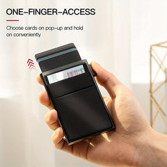 RFID Blocking Side Push Pop Up Card Holder Wallet for Men