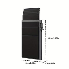 RFID Blocking Side Push Pop Up Card Holder Wallet for Men