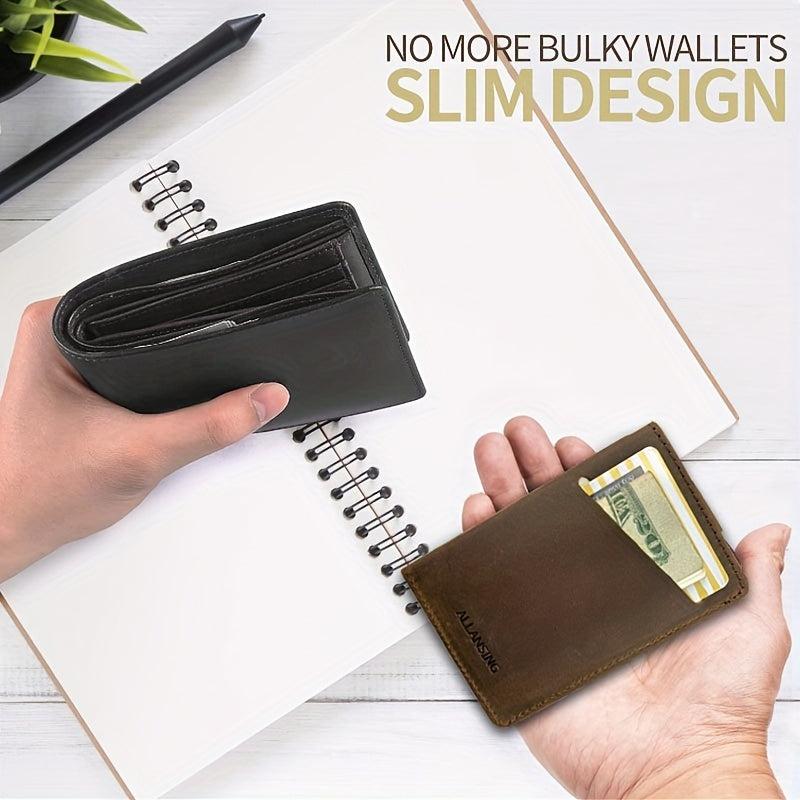 ALLANSING Slim Leather Wallet RFID Blocking Credit Card Holder