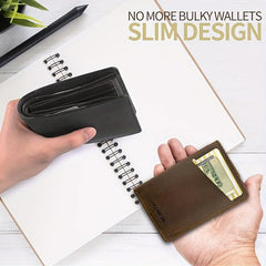 ALLANSING Slim Leather Wallet RFID Blocking Credit Card Holder