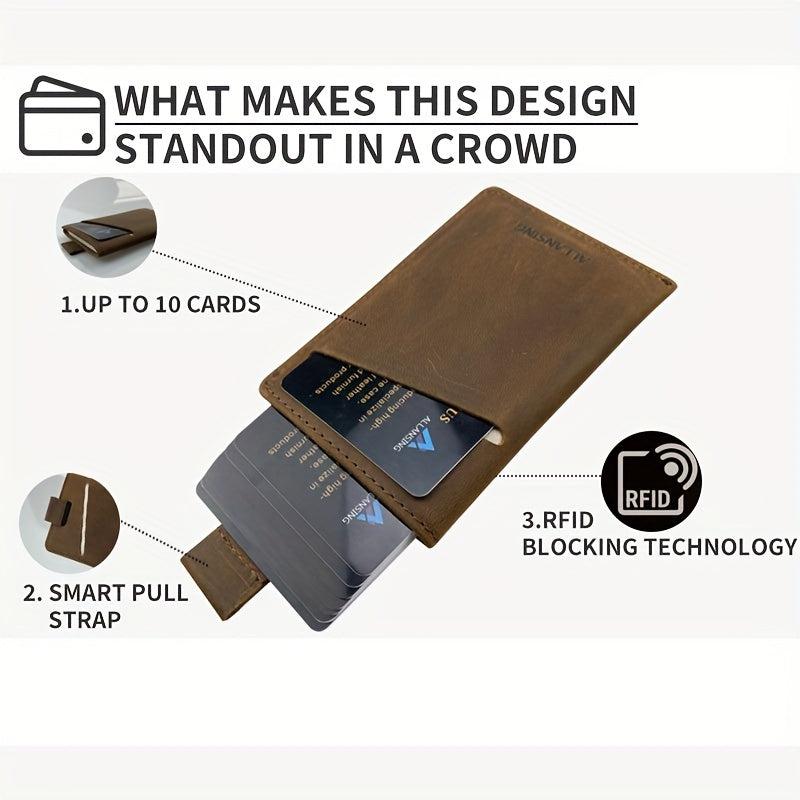 ALLANSING Slim Leather Wallet RFID Blocking Credit Card Holder