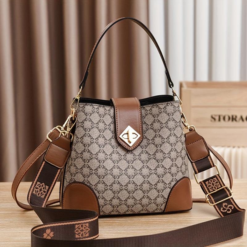 PU Leather Bucket Bag For Going Out Travel Shoulder Bag