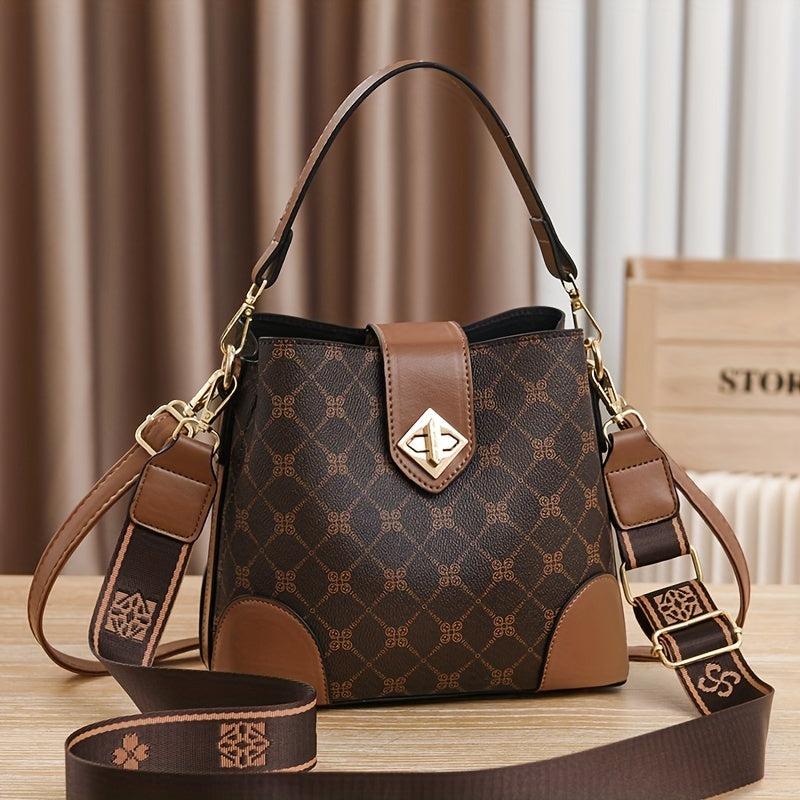 PU Leather Bucket Bag For Going Out Travel Shoulder Bag