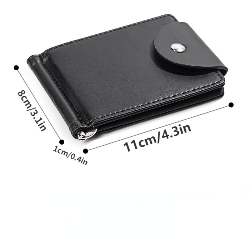 Men's Vintage PU Leather Buckle Wallet Zipper Coin Pocket Money Clip