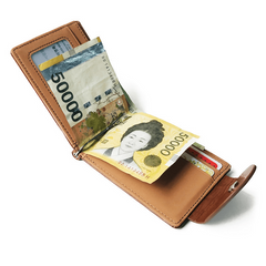 Men's Vintage PU Leather Buckle Wallet Zipper Coin Pocket Money Clip