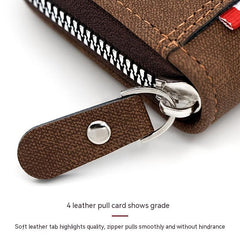 Men's PU Leather Organ Zipper Card Holder Business Card Bag