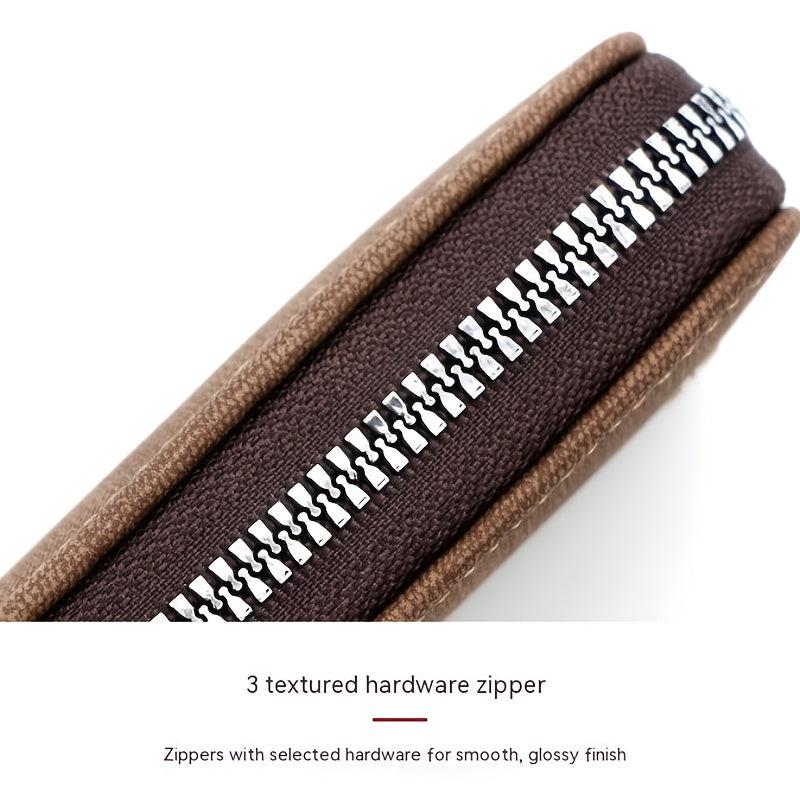 Men's PU Leather Organ Zipper Card Holder Business Card Bag