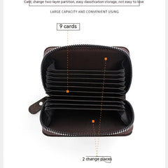 Men's PU Leather Organ Zipper Card Holder Business Card Bag