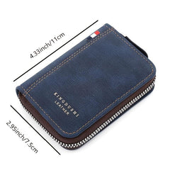 Men's PU Leather Organ Zipper Card Holder Business Card Bag
