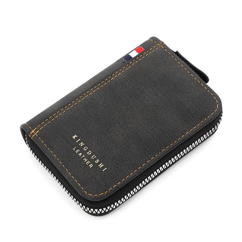 Men's PU Leather Organ Zipper Card Holder Business Card Bag