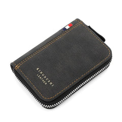 Men's PU Leather Organ Zipper Card Holder Business Card Bag