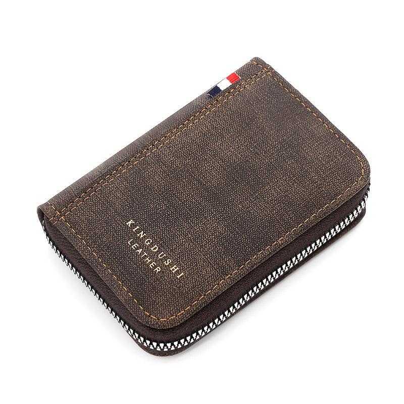 Men's PU Leather Organ Zipper Card Holder Business Card Bag