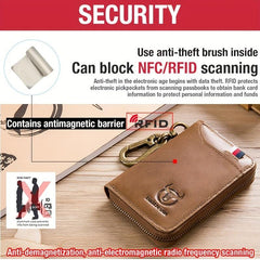 BULLCAPTAIN Car Key Bag Leather RFID Blocking