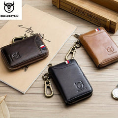 BULLCAPTAIN Car Key Bag Leather RFID Blocking
