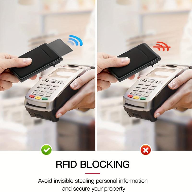 Slim RFID Wallet Card Cover Aluminum Alloy Push Card Box